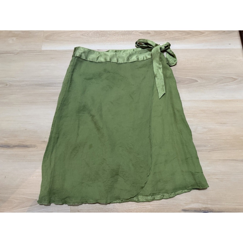 RUTH Women's Silk Green Wrap Tie Side Skirt Size 4 Made In USA